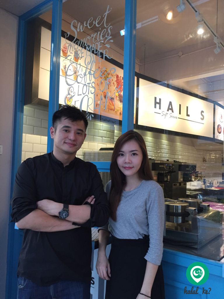 Hail's founders Jason Chong and Jess Au proudly stands in front of their Uptown Damansara soft serve joint.